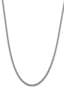 New ⌛ Men's 14K White Gold 4.3 Millimeter Semi Solid 3-Wire Wheat Chain Necklace by Belk & Co. 🎁