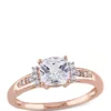Promo ⭐ 1.25 ct. t.w. Lab Created White Sapphire and 1/10 ct. t.w. Diamond Accent Engagement Ring in 10K Rose Gold by Belk & Co. 🎁