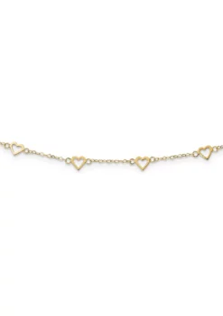 Promo 😉 Polished Open Hearts on Heart Link Station Necklace in 14K Yellow Gold by Belk & Co. 🎉