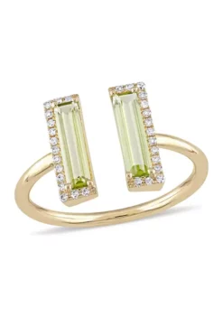 New ✔️ 1 ct. t.w. Peridot and 1/10 ct. t.w. Diamond Open Ring In 14K Yellow Gold by Belk & Co. 👍
