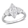 Top 10 🎉 2.5 ct. t.w. Created Moissanite Marquise Cut 3-Stone Engagement Ring in Sterling Silver by Belk & Co. ⭐