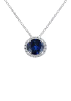 Budget ๐ 2.5 ct. t.w. Lab Created Sapphire and Lab Created White Sapphire Pendant Necklace in Sterling Silver by Belk & Co. ๐คฉ
