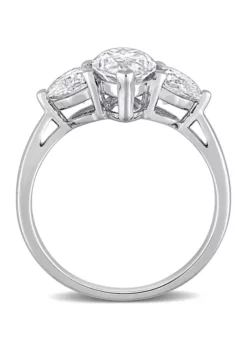 Top 10 🎉 2.5 ct. t.w. Created Moissanite Marquise Cut 3-Stone Engagement Ring in Sterling Silver by Belk & Co. ⭐ -DealsBelk & Co. Store Belk 13600