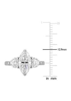 Top 10 🎉 2.5 ct. t.w. Created Moissanite Marquise Cut 3-Stone Engagement Ring in Sterling Silver by Belk & Co. ⭐ -DealsBelk & Co. Store Belk 13601