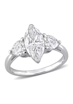 Top 10 🎉 2.5 ct. t.w. Created Moissanite Marquise Cut 3-Stone Engagement Ring in Sterling Silver by Belk & Co. ⭐ -DealsBelk & Co. Store Belk 13603