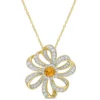 Best Pirce 😉 2 ct. t.g.w. Madeira Citrine and White Topaz Flower Pendant with Chain in 18K Yellow Gold Plated Sterling Silver by Belk & Co. 👏