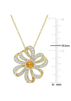 Best Pirce 😉 2 ct. t.g.w. Madeira Citrine and White Topaz Flower Pendant with Chain in 18K Yellow Gold Plated Sterling Silver by Belk & Co. 👏 -DealsBelk & Co. Store Belk 13614