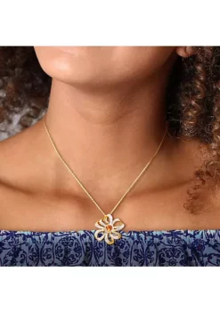 Best Pirce 😉 2 ct. t.g.w. Madeira Citrine and White Topaz Flower Pendant with Chain in 18K Yellow Gold Plated Sterling Silver by Belk & Co. 👏 -DealsBelk & Co. Store Belk 13615