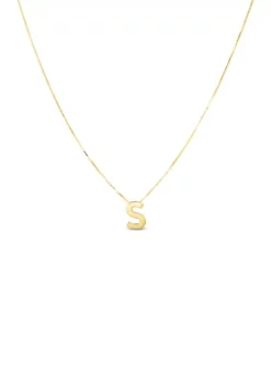 Brand new 🤩 14 Karat Yellow Gold Block Initial-S Necklace by Belk & Co. ✨ -DealsBelk & Co. Store Belk 13622