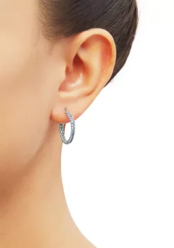 Best Pirce 😍 Blue Topaz Hoop Earrings in Sterling Silver by Belk & Co. 💯 -DealsBelk & Co. Store Belk 13627
