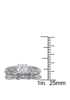 Best Pirce 😀 1.75 ct. t.w. Lab Created White Sapphire and 1/10 ct. t.w. Diamond Vintage Filigree Bridal Set in 10K White Gold by Belk & Co. 😀 -DealsBelk & Co. Store Belk 13632