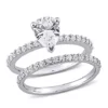 Best Pirce 🎁 Lab Created Pear Cut Created White Sapphire Engagement Ring and Matching Eternity Ring 2pc Set in 10K White Gold by Belk & Co. ❤️