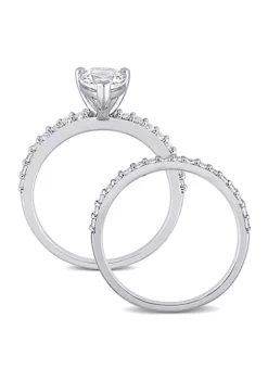 Best Pirce 🎁 Lab Created Pear Cut Created White Sapphire Engagement Ring and Matching Eternity Ring 2pc Set in 10K White Gold by Belk & Co. ❤️ -DealsBelk & Co. Store Belk 13637