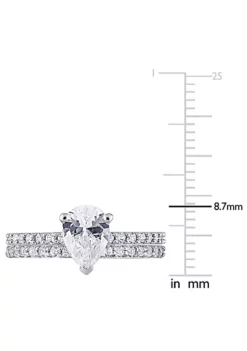 Best Pirce 🎁 Lab Created Pear Cut Created White Sapphire Engagement Ring and Matching Eternity Ring 2pc Set in 10K White Gold by Belk & Co. ❤️ -DealsBelk & Co. Store Belk 13638