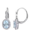 Wholesale 🔔 1 7/8 ct. t.w. Blue Topaz, 7/8 ct. t.w. White Topaz, and 1/10 ct. t.w. Diamond Accent Halo Vintage Earrings in 14k White Gold by Belk & Co. ⭐