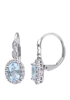 Wholesale ๐ 1 7/8 ct. t.w. Blue Topaz, 7/8 ct. t.w. White Topaz, and 1/10 ct. t.w. Diamond Accent Halo Vintage Earrings in 14k White Gold by Belk & Co. โญ