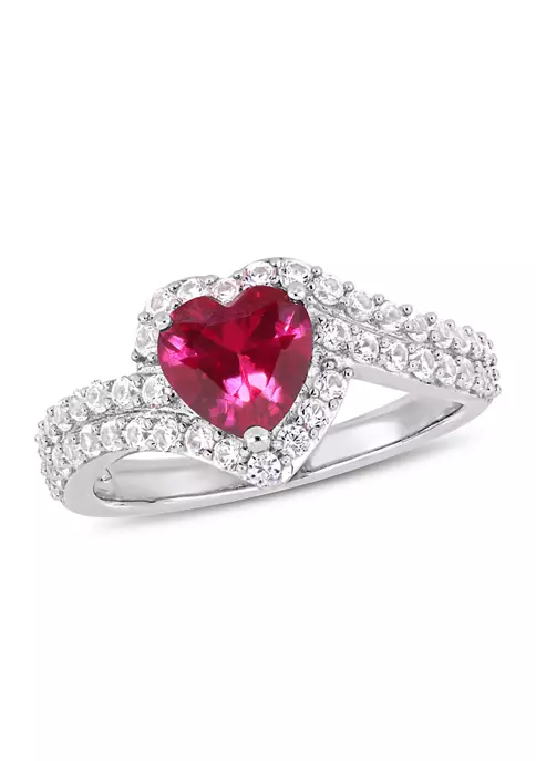 Best Pirce ๐ Lab Created 2 1/2 CT TGW Created White Sapphire and Created Ruby Heart Halo Engagement Ring in Sterling Silver by Belk & Co. ๐ 1 Best Pirce ๐ Lab Created 2 1/2 CT TGW Created White Sapphire and Created Ruby Heart Halo Engagement Ring in Sterling Silver by Belk & Co. ๐