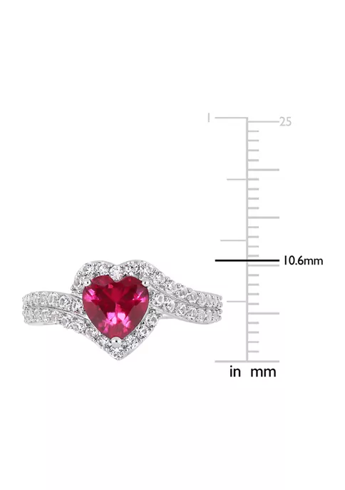 Best Pirce ๐ Lab Created 2 1/2 CT TGW Created White Sapphire and Created Ruby Heart Halo Engagement Ring in Sterling Silver by Belk & Co. ๐ 2 Best Pirce ๐ Lab Created 2 1/2 CT TGW Created White Sapphire and Created Ruby Heart Halo Engagement Ring in Sterling Silver by Belk & Co. ๐ - Image 2