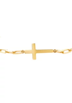 Best Pirce 👍 Cross Paperclip Chain Bracelet in 10K Yellow Gold by Belk & Co. ❤️