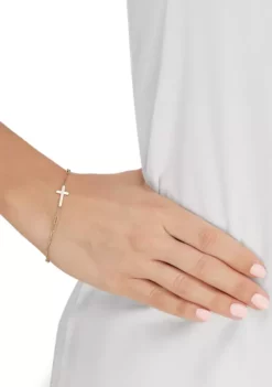 Best Pirce 👍 Cross Paperclip Chain Bracelet in 10K Yellow Gold by Belk & Co. ❤️ -DealsBelk & Co. Store Belk 13658