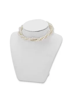 Promo 🔔 Sterling Silver Rhodium-plated 5-6mm 3 Rows Freshwater Cultured Pearl with 1.5-inch Choker Necklace by Belk & Co. 😉 -DealsBelk & Co. Store Belk 13668