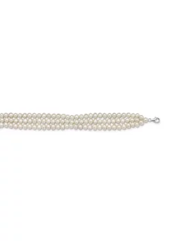 Promo 🔔 Sterling Silver Rhodium-plated 5-6mm 3 Rows Freshwater Cultured Pearl with 1.5-inch Choker Necklace by Belk & Co. 😉 -DealsBelk & Co. Store Belk 13669