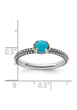 Best Pirce 😍 Sterling Silver and 14k Yellow Gold Accent Stackable Expressions Turquoise Antiqued Ring by Belk & Co. 🌟 -DealsBelk & Co. Store Belk 13712