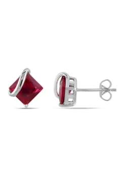 Cheapest 👏 2.33 ct. t.w. Created Ruby Square Stud Earrings in 10k White Gold by Belk & Co. 🎁 -DealsBelk & Co. Store Belk 13729