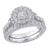 Budget 🔥 1.75 ct. t.g.w. Lab Created Diamond Double Halo Bridal Set Ring in 14K White Gold by Belk & Co. 🎉
