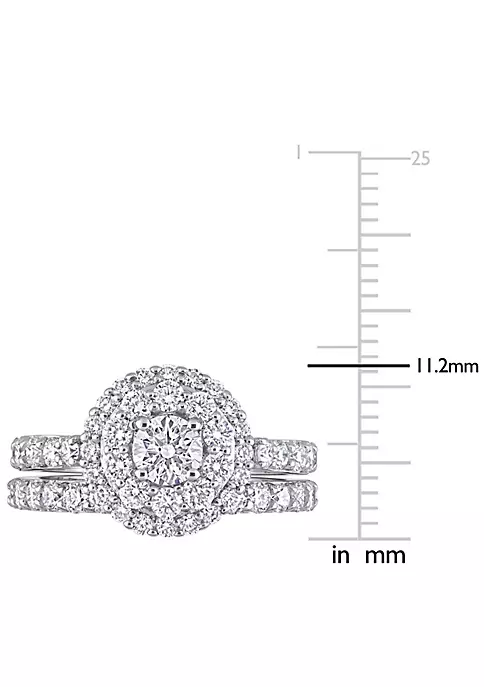 Budget 🔥 1.75 ct. t.g.w. Lab Created Diamond Double Halo Bridal Set Ring in 14K White Gold by Belk & Co. 🎉 3 Budget 🔥 1.75 ct. t.g.w. Lab Created Diamond Double Halo Bridal Set Ring in 14K White Gold by Belk & Co. 🎉 - Image 3