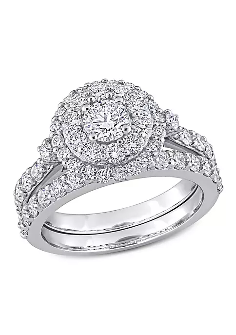 Budget 🔥 1.75 ct. t.g.w. Lab Created Diamond Double Halo Bridal Set Ring in 14K White Gold by Belk & Co. 🎉 5 Budget 🔥 1.75 ct. t.g.w. Lab Created Diamond Double Halo Bridal Set Ring in 14K White Gold by Belk & Co. 🎉 - Image 5