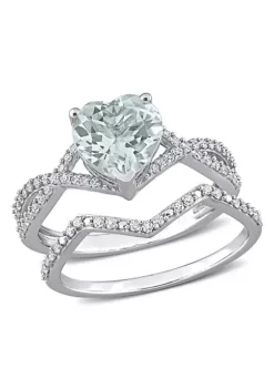 Hot Sale ✨ Heart Aquamarine and 1/3 CT TW Diamond Bridal Ring Set in 14k White Gold by Belk & Co. 🤩 11 Hot Sale ✨ Heart Aquamarine and 1/3 CT TW Diamond Bridal Ring Set in 14k White Gold by Belk & Co. 🤩 -DealsBelk & Co. Store Belk 13754