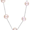 Top 10 😀 7-8 Millimeter Pink Cultured Freshwater Pearl Tin Cup Necklace in 10k White Gold by Belk & Co. 🔥