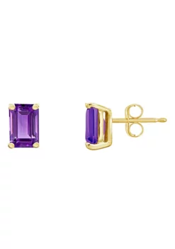 Discount 🎁 14K Gold 6x4 Emerald Cut Amethyst Earrings by Belk & Co. 👍 -DealsBelk & Co. Store Belk 13783