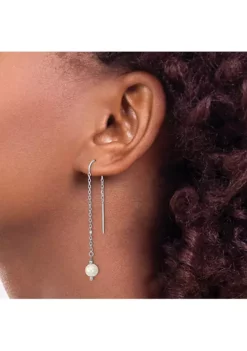Hot Sale ⭐ Sterling Silver Rhodium-plated 6-7mm White Freshwater Cultured Pearl Threaded Earrings by Belk & Co. 🎉 -DealsBelk & Co. Store Belk 13793