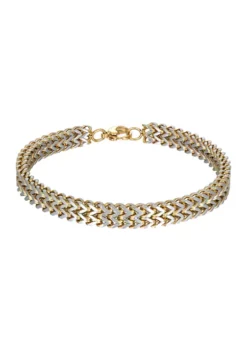 New 👍 Stainless Steel Two Row Foxtail Chain Bracelet with Gold Tone Ion Plating, 8.5 Inch by Belk & Co. 🔔