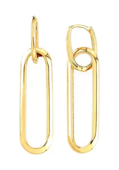 Flash Sale 🥰 Huggies With Paperclip Drop Earrings in 10K Yellow Gold by Belk & Co. 🥰