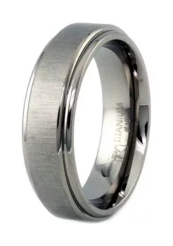 Hot Sale 😍 7 Millimeter Gents Band with Brush Finish in Titanium by Belk & Co. 🔥