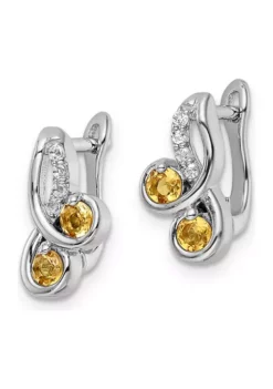 Discount 😉 1/2 ct. t.w. Citrine and White Topaz Swirl Hinged Earrings in Rhodium-Plated Sterling Silver by Belk & Co. ⌛ -DealsBelk & Co. Store Belk 13844