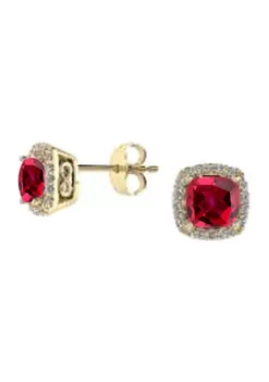 Cheapest 😉 1.42 ct. t.w. Lab Created Ruby and Lab Created White Sapphire Earrings in 10K Yellow Gold by Belk & Co. 🛒 -DealsBelk & Co. Store Belk 13851