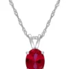 Discount ✔️ 2 ct. t.w. Created Ruby Solitaire Pendant with Chain in 10k White Gold by Belk & Co. ✔️