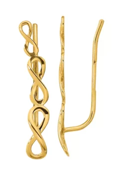 Best Sale 👍 14K Yellow Gold Polished Infinity Ear Climber Earrings by Belk & Co. 🔥