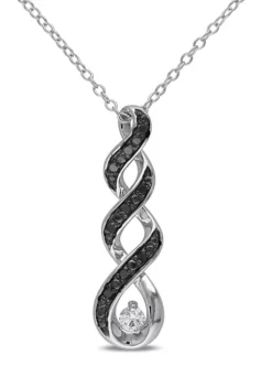 Best deal ❤️ Lab Created 1/6 CT TGW Created White Sapphire and 1/10 CT TW Black Diamond Twist Infinity Necklace in Sterling Silver by Belk & Co. 🛒