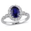 New 😉 2.63 ct. t.g.w. Created Blue Sapphire, White Topaz and 1/10 ct. t.w. Diamond Halo Ring in 14K White Gold by Belk & Co. 🛒