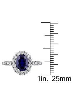 New 😉 2.63 ct. t.g.w. Created Blue Sapphire, White Topaz and 1/10 ct. t.w. Diamond Halo Ring in 14K White Gold by Belk & Co. 🛒 -DealsBelk & Co. Store Belk 13903
