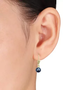 Outlet 🌟 6- 6.5 Millimeter Cultured Black Freshwater Pearl Solitaire Dangle Earrings in 10k Yellow Gold by Belk & Co. ⭐ -DealsBelk & Co. Store Belk 13908