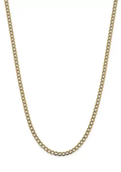 Deals ✨ Men's 14K Yellow Gold 5.2 Millimeter Semi Solid Pavé Curb Chain Necklace by Belk & Co. ✔️ -DealsBelk & Co. Store Belk 13921