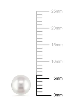 Discount 😀 Round Cultured Freshwater White Pearl Stud Earrings in 14k Yellow Gold by Belk & Co. 👍 -DealsBelk & Co. Store Belk 13924