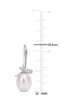 Top 10 🧨 7.5-8mm Freshwater Cultured Pearl and Diamond Accent Leverback Earrings in Sterling Silver by Belk & Co. 😍 -DealsBelk & Co. Store Belk 13932