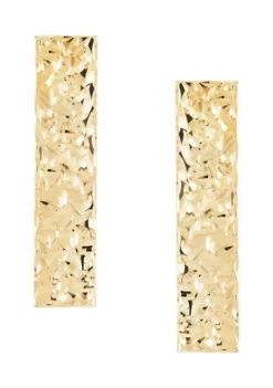 Best Pirce 🥰 Rectangle Stick Earrings in 10K Yellow Gold by Belk & Co. 🎁 -DealsBelk & Co. Store Belk 13939